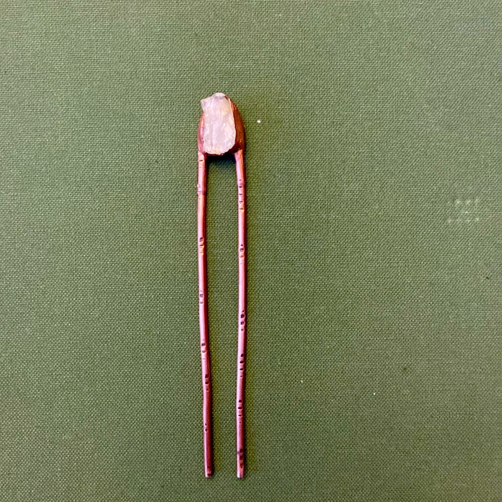 Copper and citrine hair pin